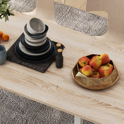 Extendable Dining Table for 4-6 People Modern Kitchen Table with Steel Legs for Dining Room 160x70x76 cm Natural Wood