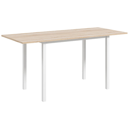 Extendable Dining Table for 4-6 People Modern Kitchen Table with Steel Legs for Dining Room 160x70x76 cm Natural Wood