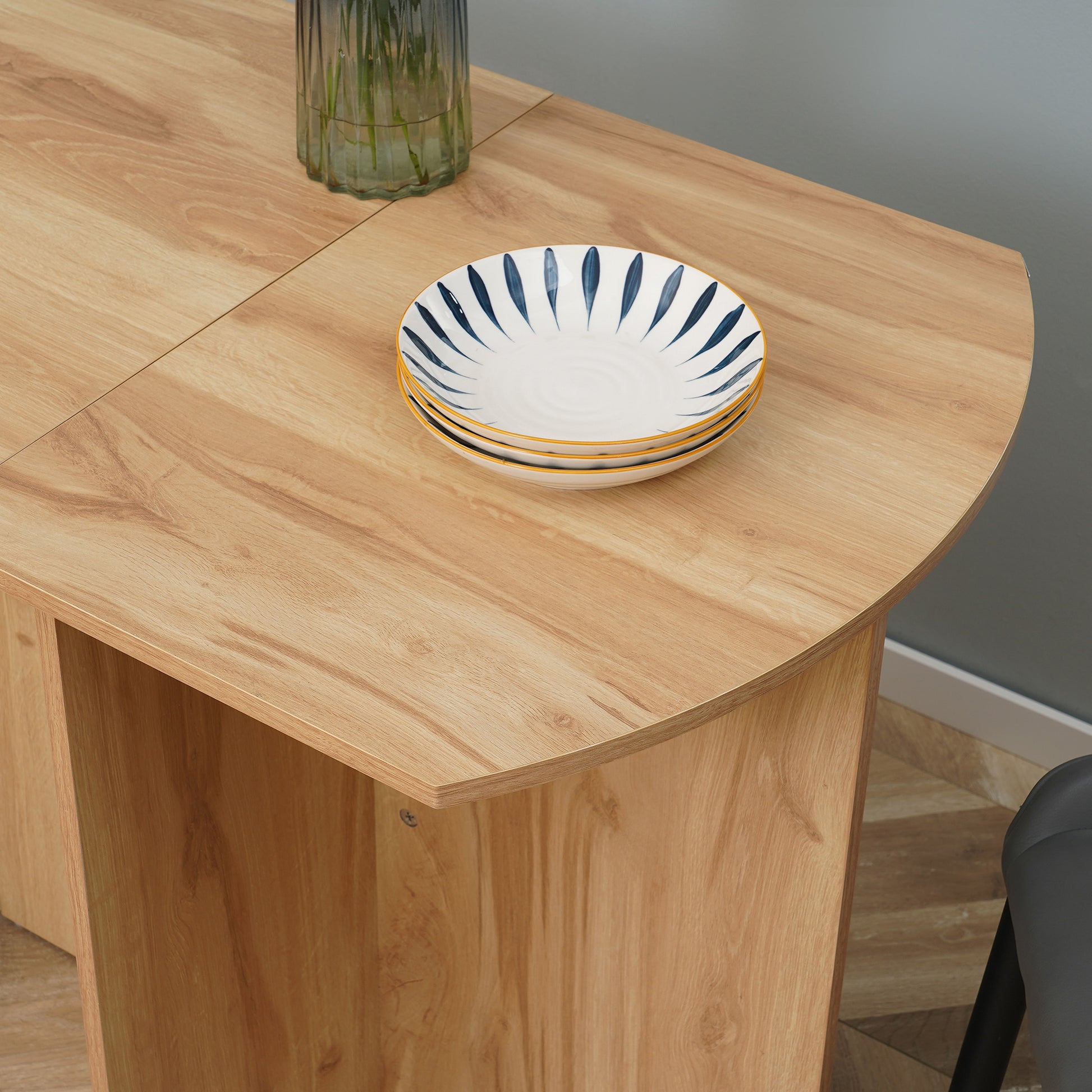 Dining Table, Folding Space Saver Kitchen and Living Room Table in Wood 90x60x74cm, Oak