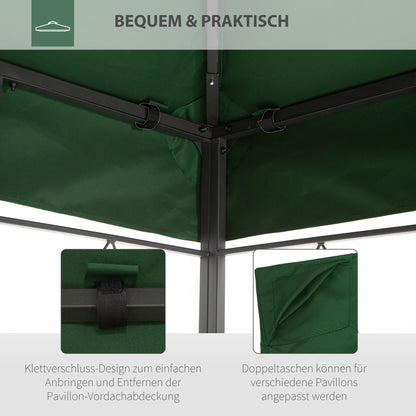 Replacement Roof for Metal Pavilion 3x4m Water-Resistant Double Canopy Roof with Double Roof, Replacement Cover for Garden Pavilion Party Tent Gazebo Polyester Green