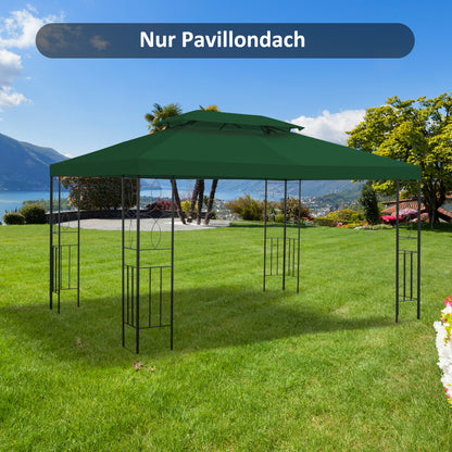 Replacement Roof for Metal Pavilion 3x4m Water-Resistant Double Canopy Roof with Double Roof, Replacement Cover for Garden Pavilion Party Tent Gazebo Polyester Green