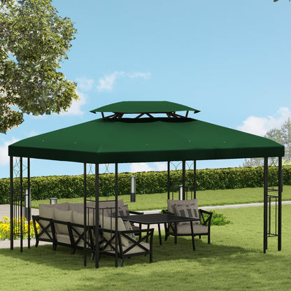 Replacement Roof for Metal Pavilion 3x4m Water-Resistant Double Canopy Roof with Double Roof, Replacement Cover for Garden Pavilion Party Tent Gazebo Polyester Green