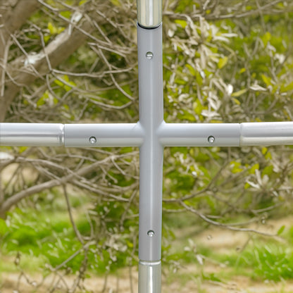 Chicken Coop Free-Range Enclosure made of steel, 280 x 190 x 197 cm Chicken Cage with UV-Resistant Cover, Door, Chicken Enclosure for 4-6 Chickens, Small Animals, Silver