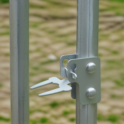 Chicken Coop Free-Range Enclosure made of steel, 280 x 190 x 197 cm Chicken Cage with UV-Resistant Cover, Door, Chicken Enclosure for 4-6 Chickens, Small Animals, Silver