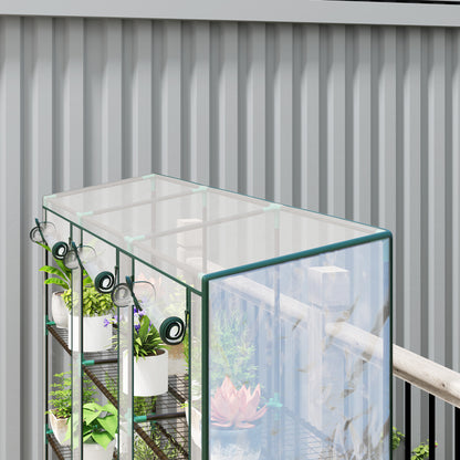 Small Greenhouse Outdoor Greenhouse with 3 Levels Shelves Roll-Up Zipper Doors and Steel Frame Greenhouse for Planting Plants Flowers 215x46x151 cm Transparent