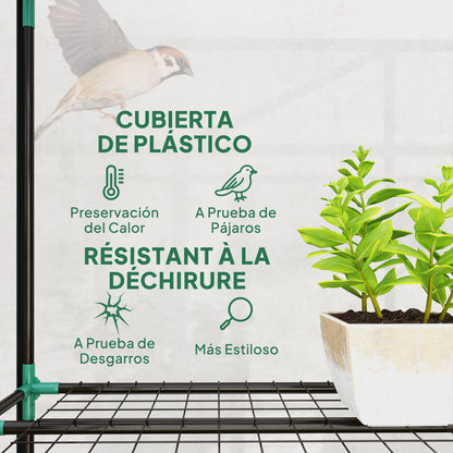 Small Greenhouse Outdoor Greenhouse with 3 Levels Shelves Roll-Up Zipper Doors and Steel Frame Greenhouse for Planting Plants Flowers 215x46x151 cm Transparent