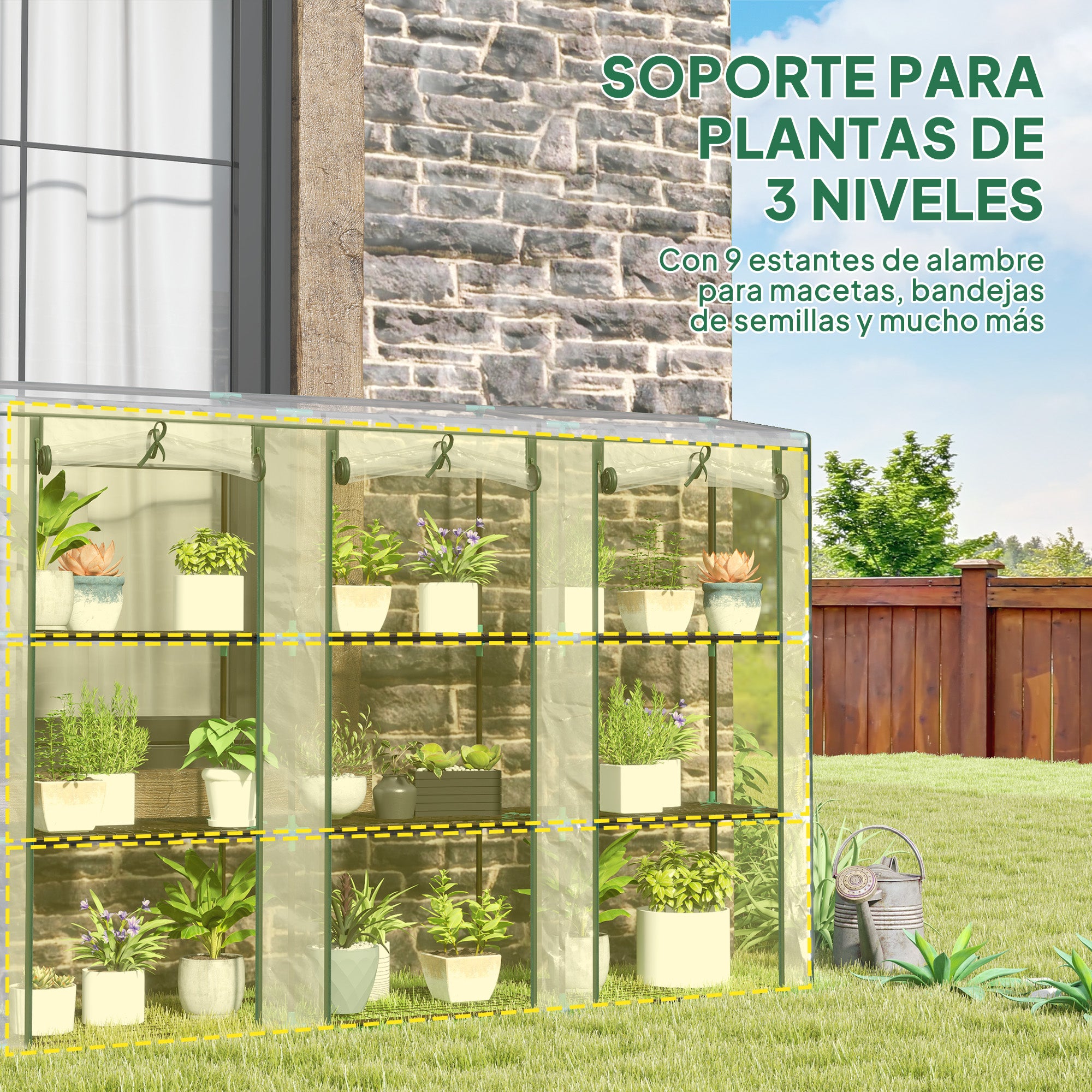Small Greenhouse Outdoor Greenhouse with 3 Levels Shelves Roll-Up Zipper Doors and Steel Frame Greenhouse for Planting Plants Flowers 215x46x151 cm Transparent