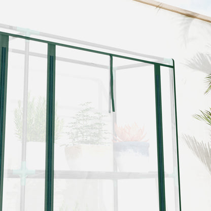 Small Greenhouse Outdoor Greenhouse with 3 Levels Shelves Roll-Up Zipper Doors and Steel Frame Greenhouse for Planting Plants Flowers 215x46x151 cm Transparent