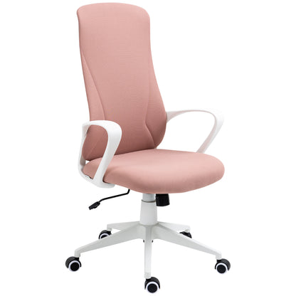 Swivel Office Chair Youth Desk Chair with Adjustable Height Rocking Function Armrests and High Backrest 62x56x110-119.5 cm Pink