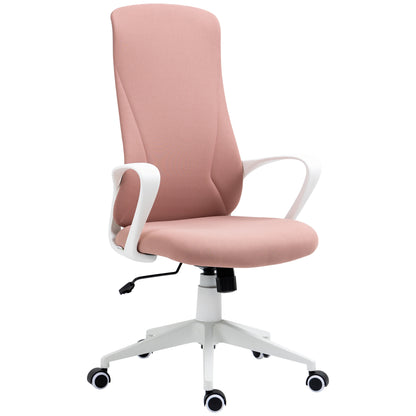 Swivel Office Chair Youth Desk Chair with Adjustable Height Rocking Function Armrests and High Backrest 62x56x110-119.5 cm Pink