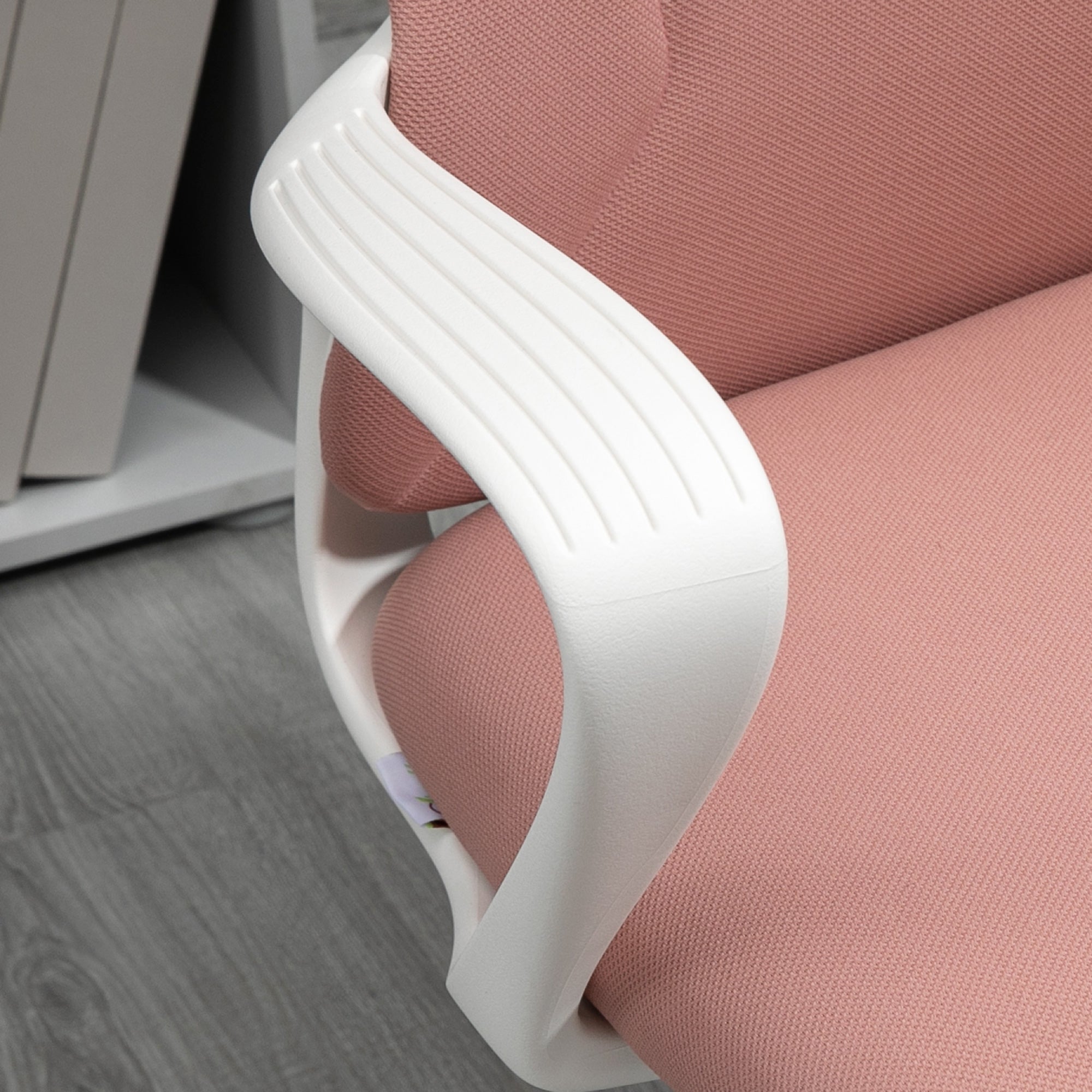 Swivel Office Chair Youth Desk Chair with Adjustable Height Rocking Function Armrests and High Backrest 62x56x110-119.5 cm Pink