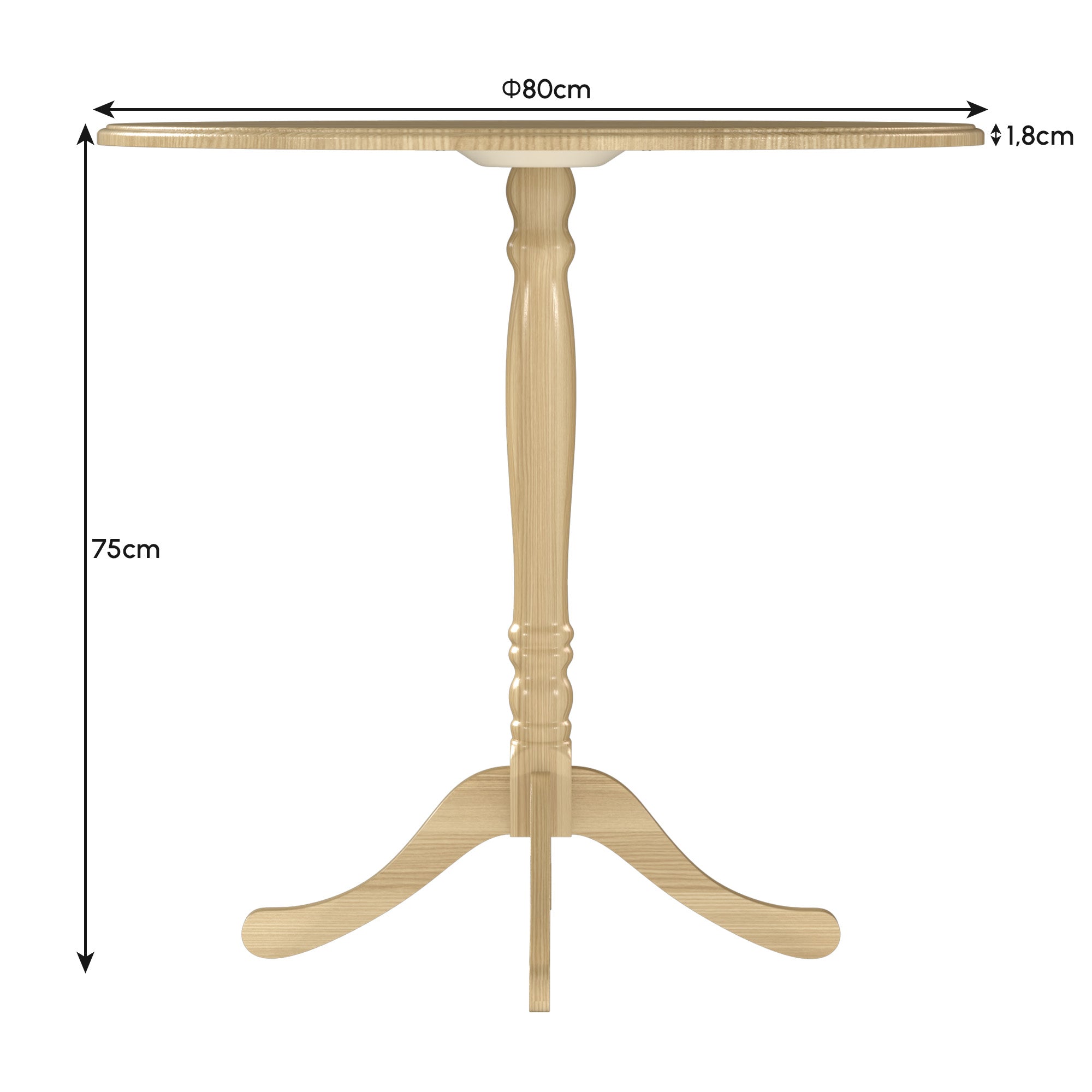 31.5 in Round Dining Table for 4, Steel Pedestal, Modern, Natural Wood Finish