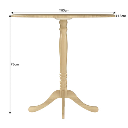 31.5 in Round Dining Table for 4, Steel Pedestal, Modern, Natural Wood Finish