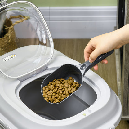 Dog Food Storage, 25 L Collapsible Food Container with Measuring Cup, Bowl, Spoon for Dogs, Cats Food Storage Box with Wheels, for Dry Food Gray