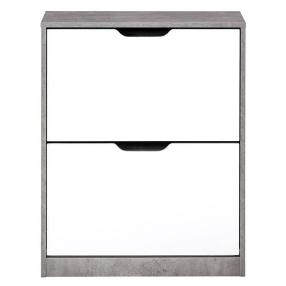 Wooden Shoe Cabinet Shoe Rack with 2 Flip Doors 4 Storage Shelves Capacity for 8 Pairs for Entryway Hallway Bedroom 62.5x26x81 cm Gray