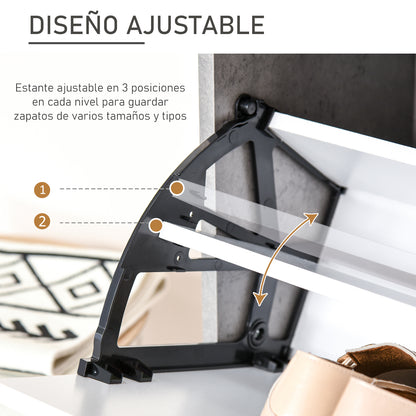 Wooden Shoe Cabinet Shoe Rack with 2 Flip Doors 4 Storage Shelves Capacity for 8 Pairs for Entryway Hallway Bedroom 62.5x26x81 cm Gray