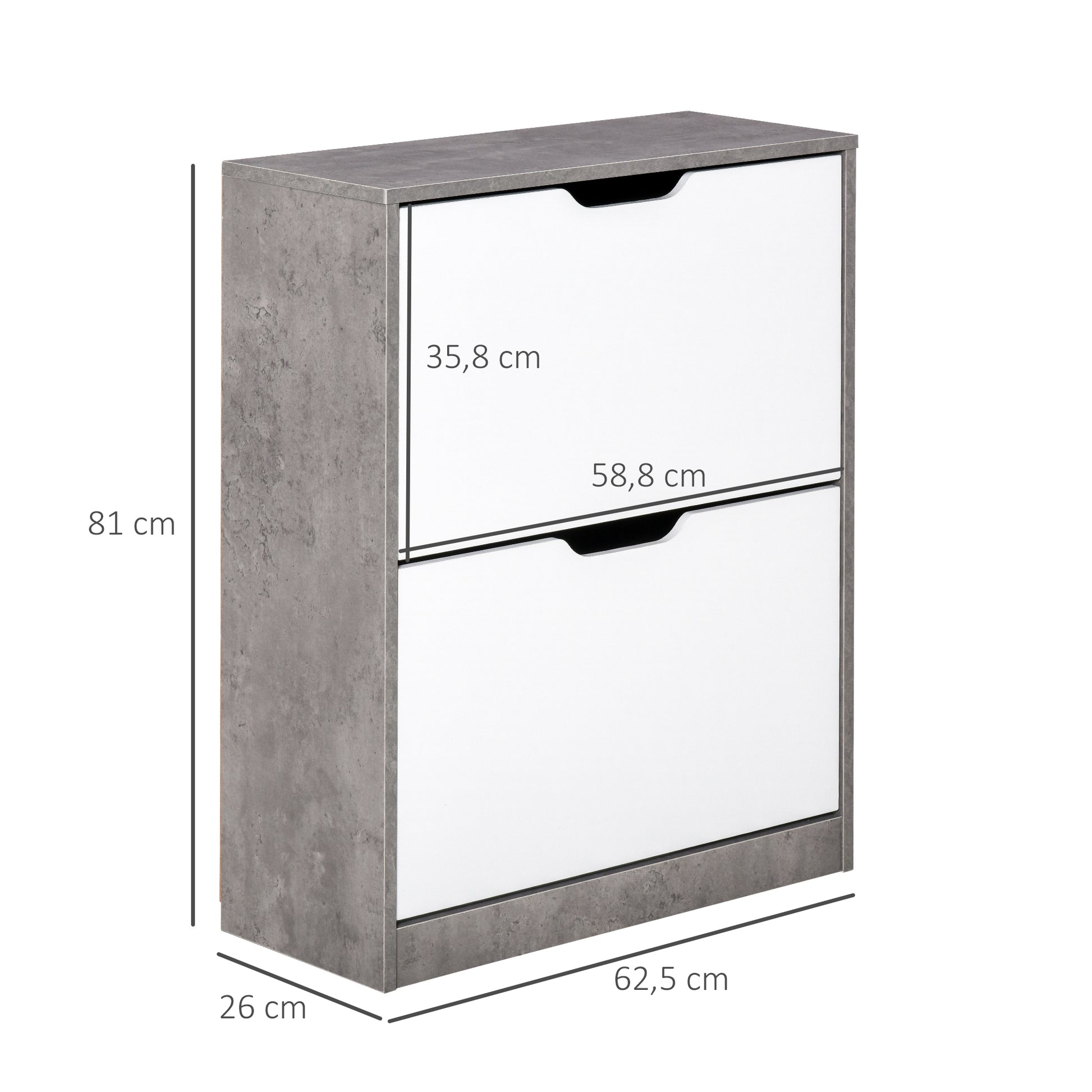 Wooden Shoe Cabinet Shoe Rack with 2 Flip Doors 4 Storage Shelves Capacity for 8 Pairs for Entryway Hallway Bedroom 62.5x26x81 cm Gray