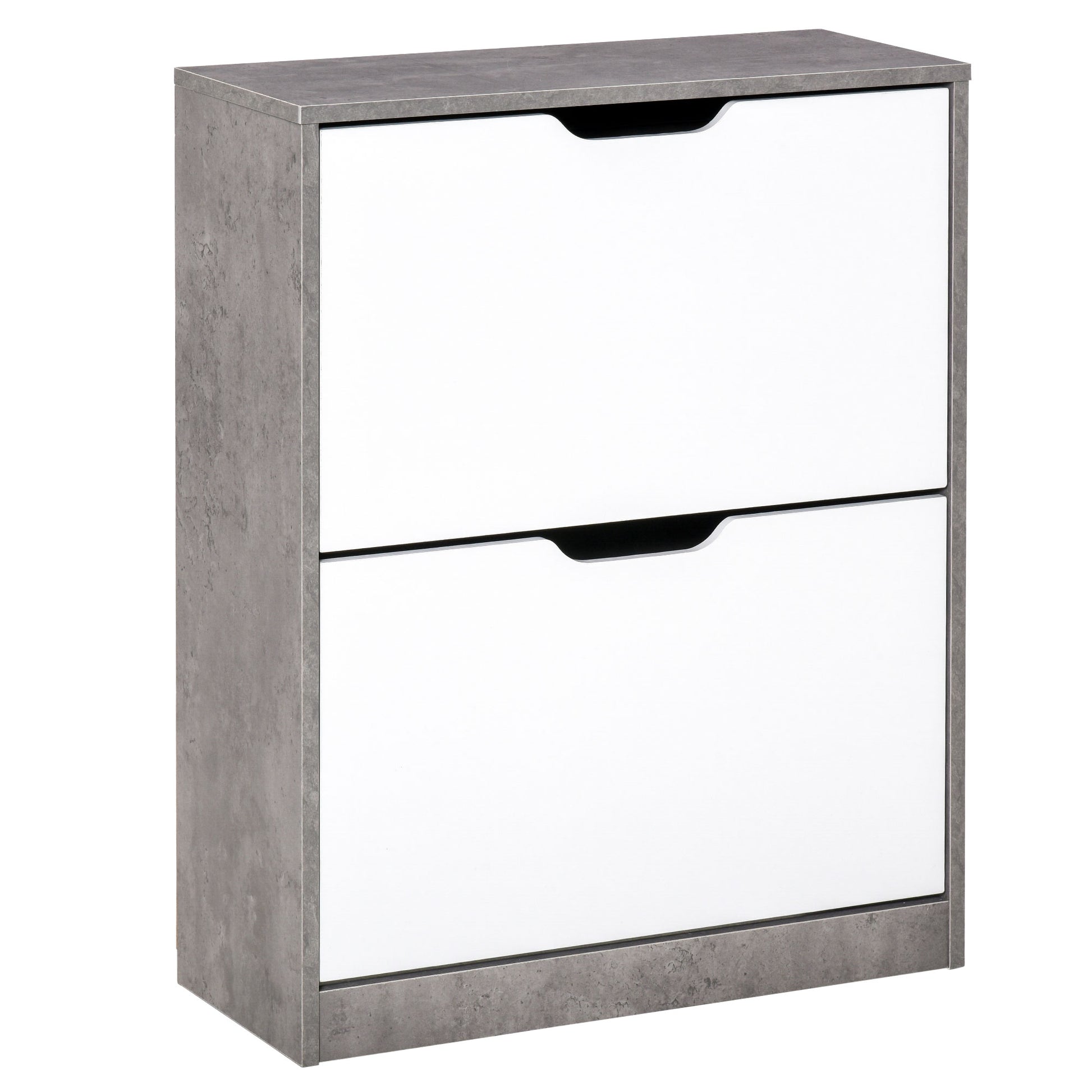 Wooden Shoe Cabinet Shoe Rack with 2 Flip Doors 4 Storage Shelves Capacity for 8 Pairs for Entryway Hallway Bedroom 62.5x26x81 cm Gray