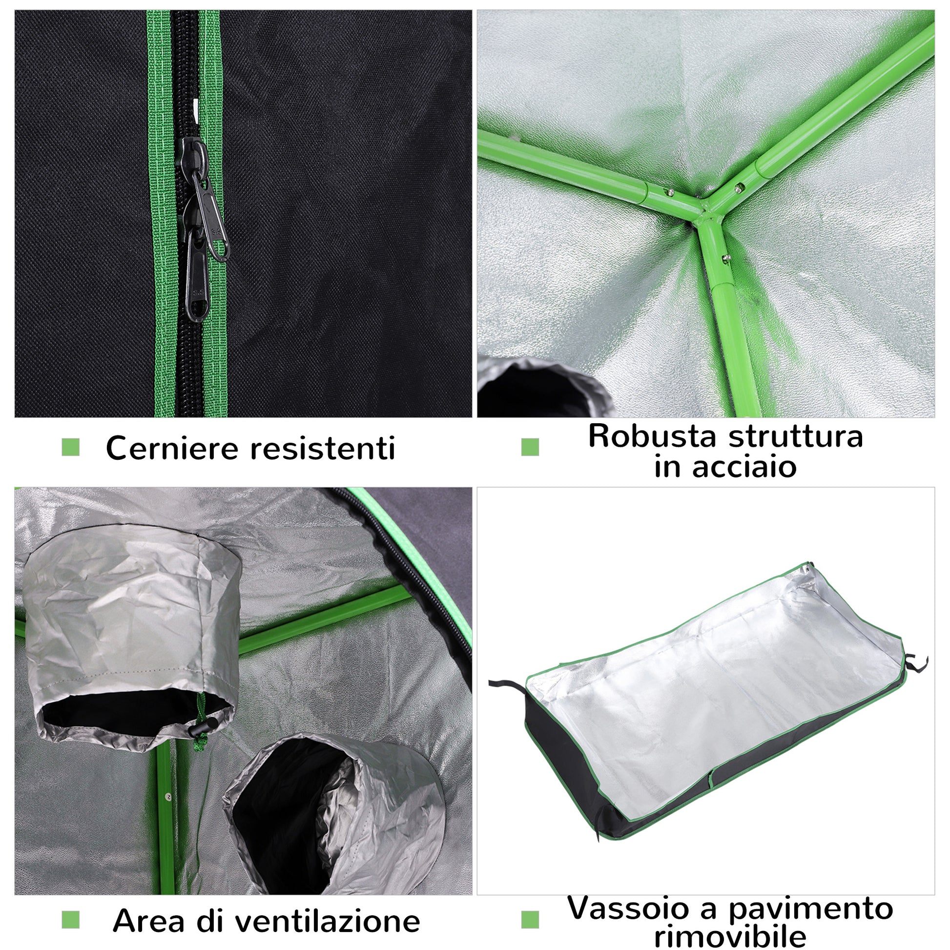 Hydroponic Tent in Oxford 600D with 3 Adjustable Air Vents and Window, Hydroponic Greenhouse for Indoor Cultivation with Cable Hole, 120x60x150 cm, Black