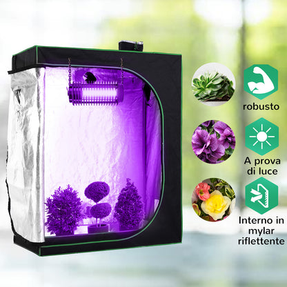 Hydroponic Tent in Oxford 600D with 3 Adjustable Air Vents and Window, Hydroponic Greenhouse for Indoor Cultivation with Cable Hole, 120x60x150 cm, Black