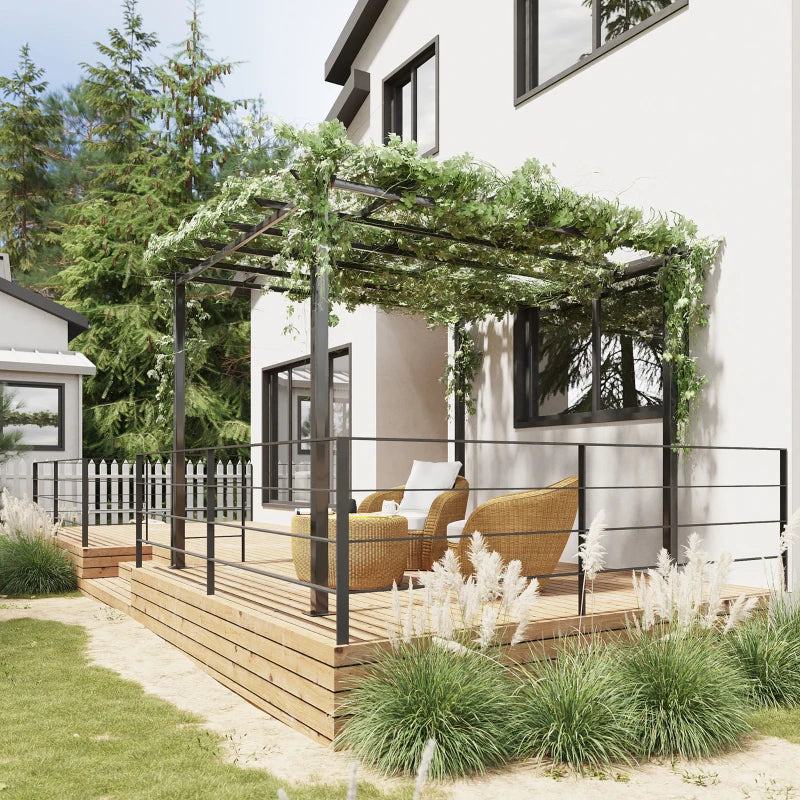 Rose Pavilion Plant Arch Rose Arch Trellis Garden Pavilion Weatherproof Metal Black 2.97 x 2.95 x 2.3 m