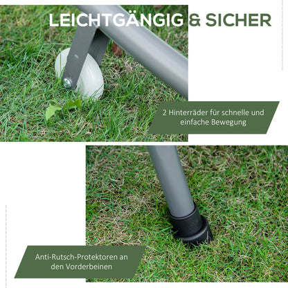 Sun Lounger with Roof Patio Lounge Chair with Pillows Water-Resistant and UV-Resistant Camping Cot up to 220kg for Garden, Balcony, Gray