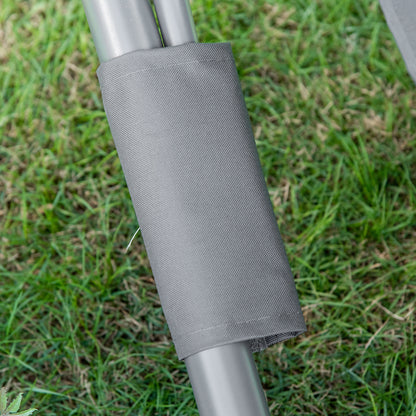 Sun Lounger with Roof Patio Lounge Chair with Pillows Water-Resistant and UV-Resistant Camping Cot up to 220kg for Garden, Balcony, Gray