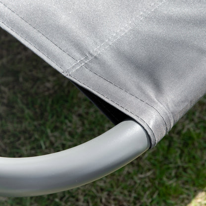 Sun Lounger with Roof Patio Lounge Chair with Pillows Water-Resistant and UV-Resistant Camping Cot up to 220kg for Garden, Balcony, Gray