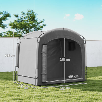 Bike Tent for Outdoor Storage, Portable Bike Shelter for 3-4 Bikes, Garden Shed with 2 Side Pockets, 205 x 140 x 188 cm, Dark Gray