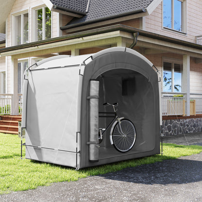 Bike Tent for Outdoor Storage, Portable Bike Shelter for 3-4 Bikes, Garden Shed with 2 Side Pockets, 205 x 140 x 188 cm, Dark Gray