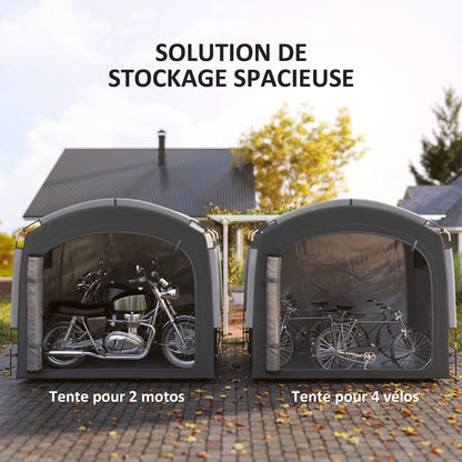 Bike Tent for Outdoor Storage, Portable Bike Shelter for 3-4 Bikes, Garden Shed with 2 Side Pockets, 205 x 140 x 188 cm, Dark Gray