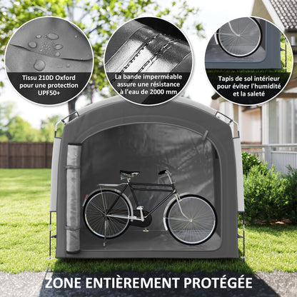 Bike Tent for Outdoor Storage, Portable Bike Shelter for 3-4 Bikes, Garden Shed with 2 Side Pockets, 205 x 140 x 188 cm, Dark Gray