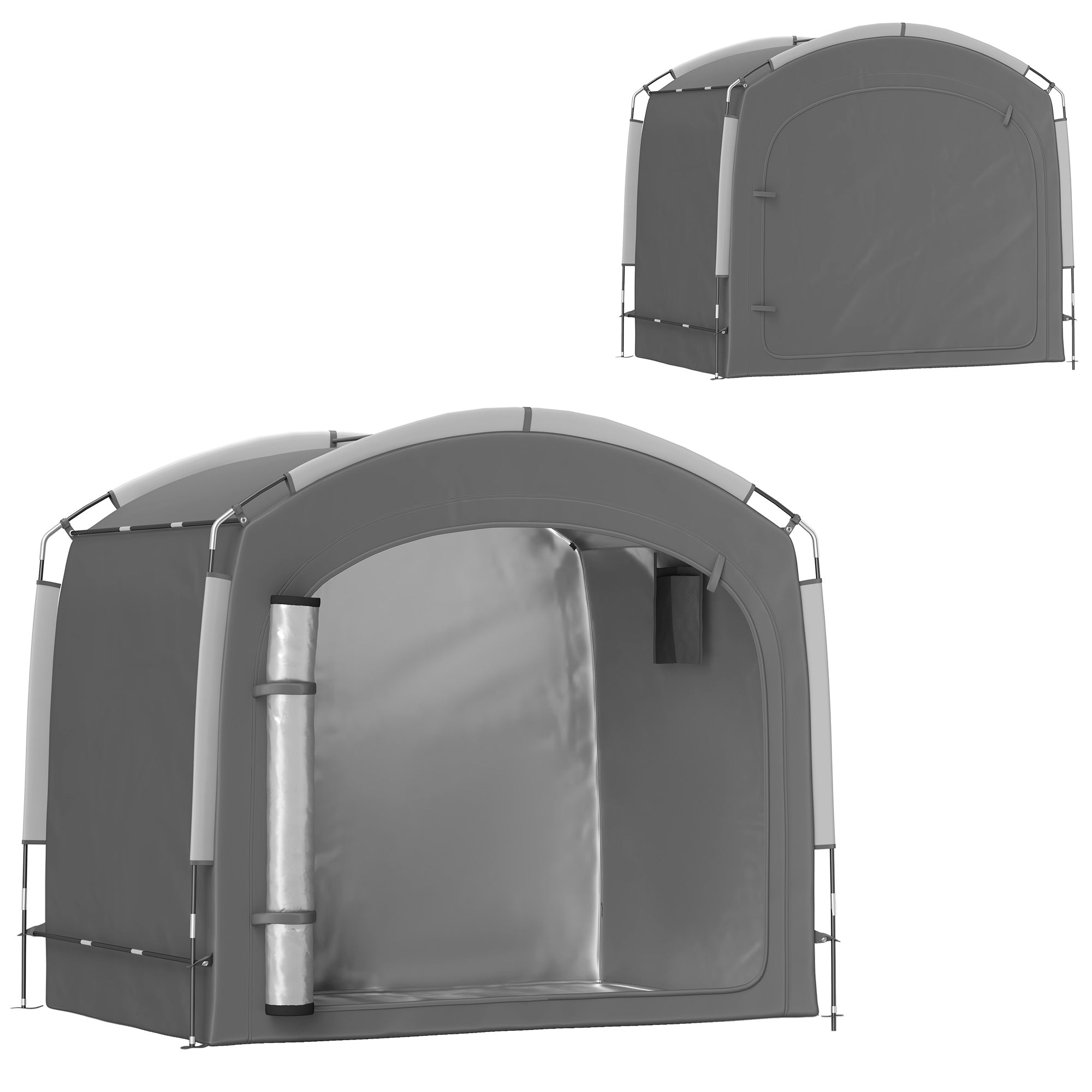 Bike Tent for Outdoor Storage, Portable Bike Shelter for 3-4 Bikes, Garden Shed with 2 Side Pockets, 205 x 140 x 188 cm, Dark Gray