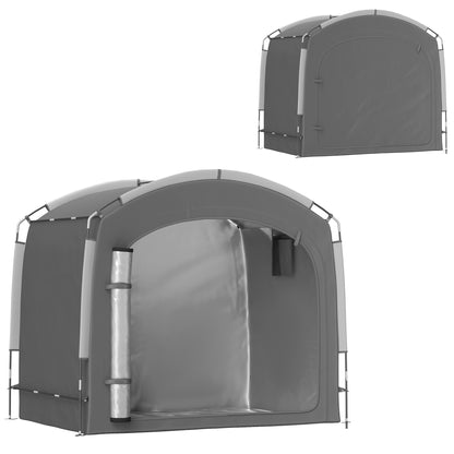 Bike Tent for Outdoor Storage, Portable Bike Shelter for 3-4 Bikes, Garden Shed with 2 Side Pockets, 205 x 140 x 188 cm, Dark Gray