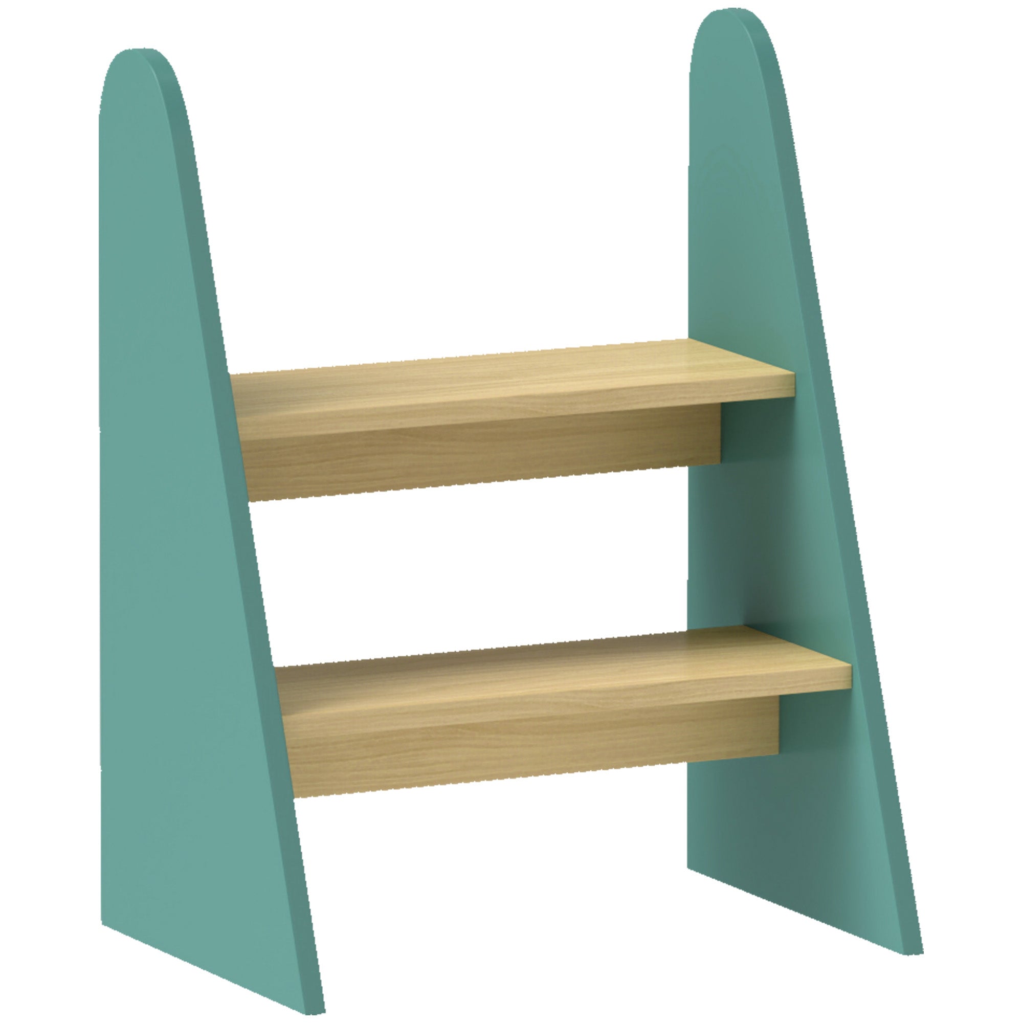 Kids Step Stool 2 Steps Wood Stool for Kids 3-8 Years Old Max Load 20 kg Perfect for Kitchen Bathroom Learning, Green