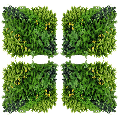 12 Piece Artificial Plant Wall Hedge 50x50 cm UV Protection Privacy Screen Multi-Leaf Design Hedge Plant for Garden Outdoor Decor
