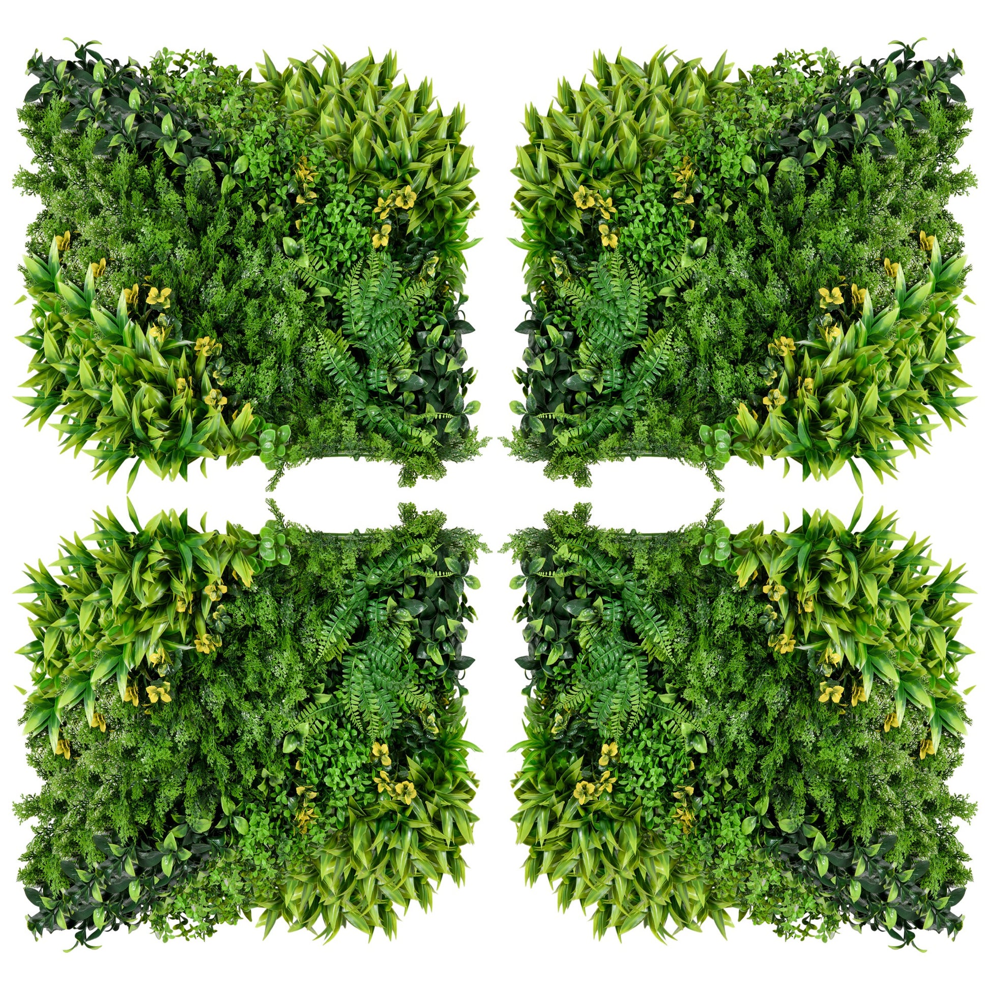 12 Piece Artificial Plant Wall Hedge 50x50 cm UV Protection Privacy Screen Multi-Leaf Design Hedge Plant for Garden Outdoor Decor