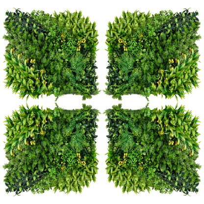 12 Piece Artificial Plant Wall Hedge 50x50 cm UV Protection Privacy Screen Multi-Leaf Design Hedge Plant for Garden Outdoor Decor