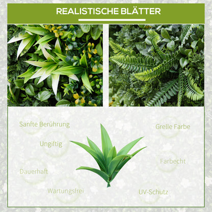 12 Piece Artificial Plant Wall Hedge 50x50 cm UV Protection Privacy Screen Multi-Leaf Design Hedge Plant for Garden Outdoor Decor