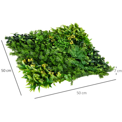 12 Piece Artificial Plant Wall Hedge 50x50 cm UV Protection Privacy Screen Multi-Leaf Design Hedge Plant for Garden Outdoor Decor