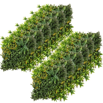 12 Piece Artificial Plant Wall Hedge 50x50 cm UV Protection Privacy Screen Multi-Leaf Design Hedge Plant for Garden Outdoor Decor