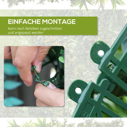 12 Piece Artificial Plant Wall Hedge 50x50 cm UV Protection Privacy Screen Multi-Leaf Design Hedge Plant for Garden Outdoor Decor