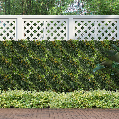 12 Piece Artificial Plant Wall Hedge 50x50 cm UV Protection Privacy Screen Multi-Leaf Design Hedge Plant for Garden Outdoor Decor