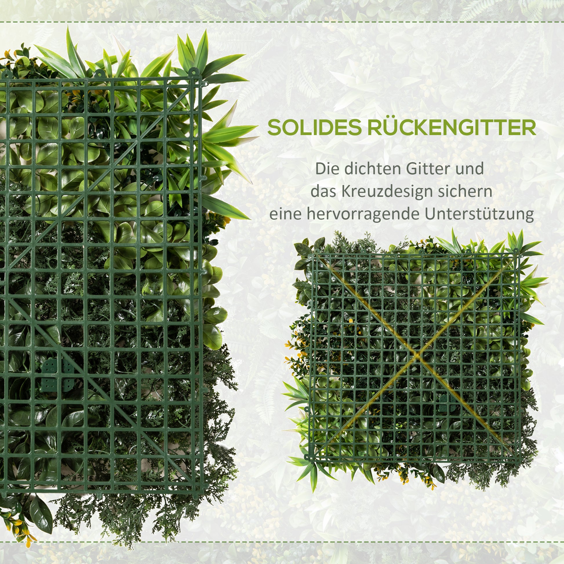 12 Piece Artificial Plant Wall Hedge 50x50 cm UV Protection Privacy Screen Multi-Leaf Design Hedge Plant for Garden Outdoor Decor