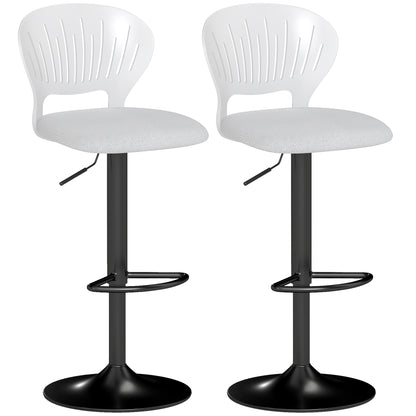 2-Pack Swivel Bar Stools — Height Adjustable Seat 23.4–31.7 in, Breathable Back & Footrest, White