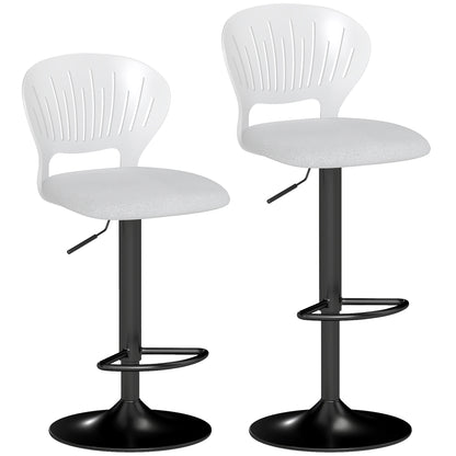 2-Pack Swivel Bar Stools — Height Adjustable Seat 23.4–31.7 in, Breathable Back & Footrest, White