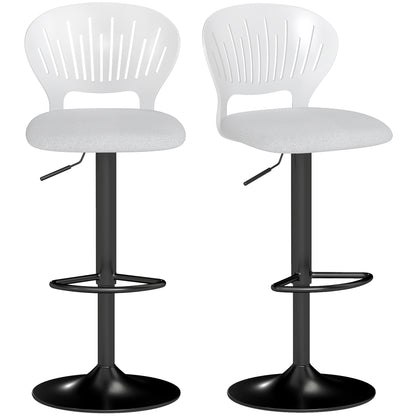 2-Pack Swivel Bar Stools — Height Adjustable Seat 23.4–31.7 in, Breathable Back & Footrest, White