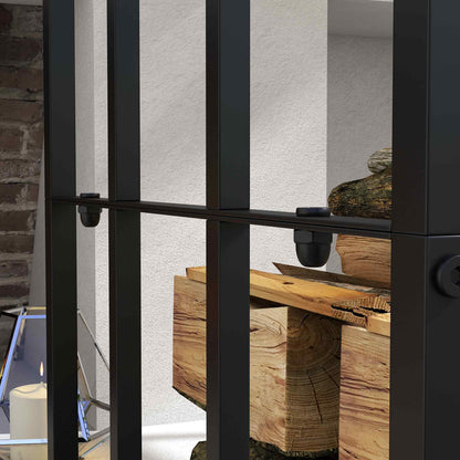 Outdoor Wood Storage Shed with Metal Frame and Polycarbonate Roof, Firewood Rack with 2100kg Load Capacity, 185x67x185 cm, Black