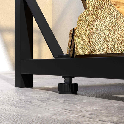 Outdoor Wood Storage Shed with Metal Frame and Polycarbonate Roof, Firewood Rack with 2100kg Load Capacity, 185x67x185 cm, Black