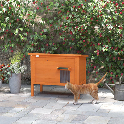 Wooden Cat House Winterproof Waterproof Cat Shelter with Asphalt Roof Bottom Feet Cat Cave Cat Box Outdoor Shelter for Outside Garden Balcony 85 x 50 x 68.5 cm Orange